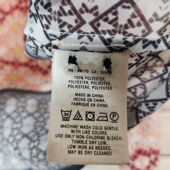 HD In Paris Anthropologie Top Tunic Size 4 Kavari Pink Chevron Blouse Rolled Tab - Picture 7 of 14